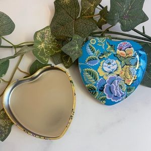 Brighton Floral Heart Shaped Metal Tin Box Jewelry Storage Container